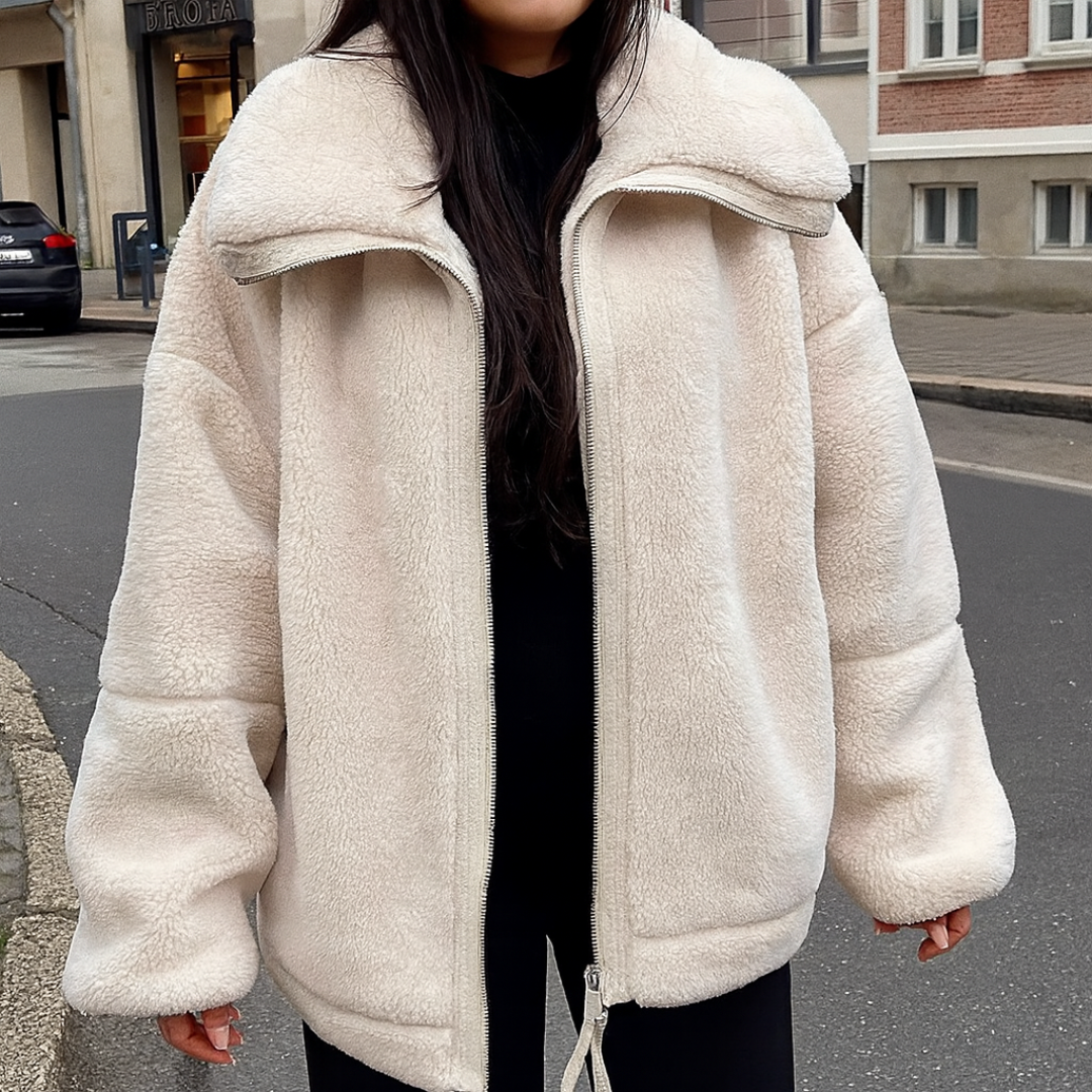 Women's Sherpa Jacket - Ultra-Soft Teddy Fleece - With Pockets