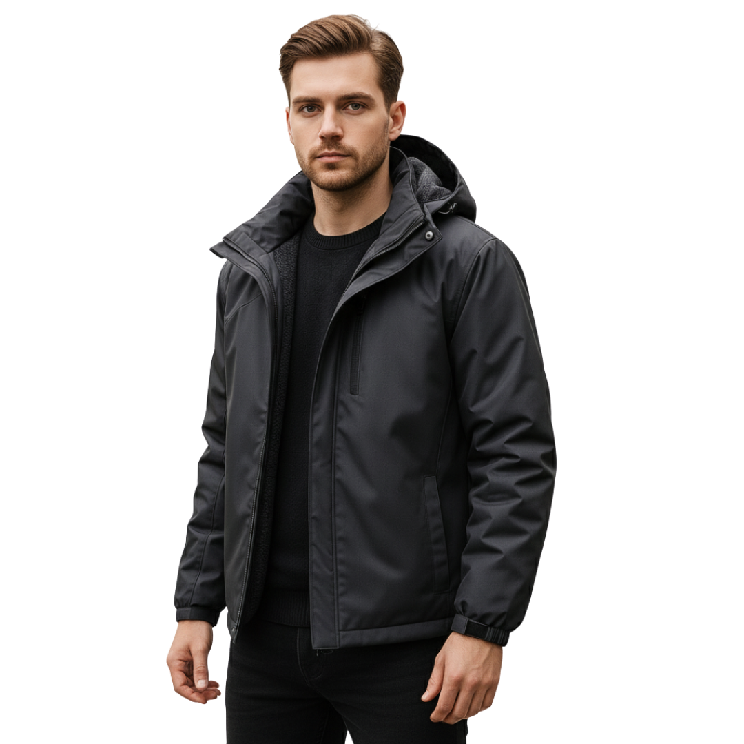 Men's Waterproof Jacket - Fleece-Lined & Windproof