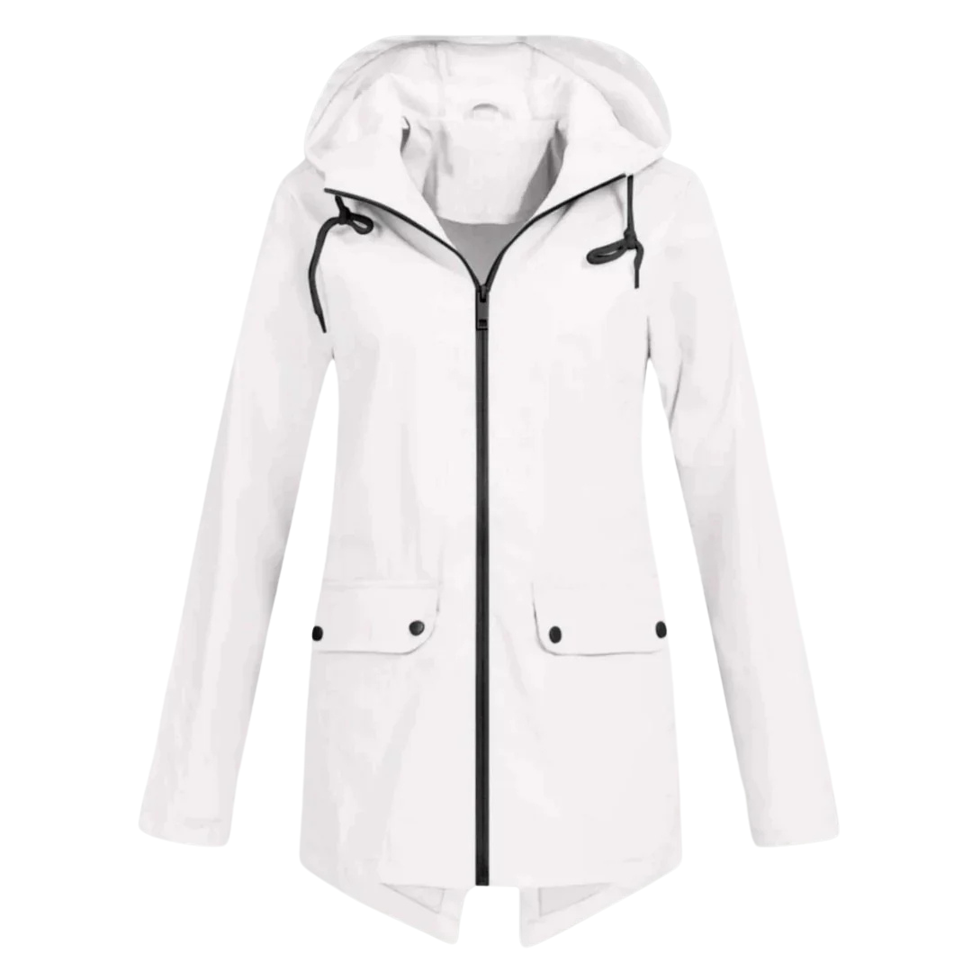 Women's Raincoat with Hood - Long Waterproof & Windproof - Lightweight