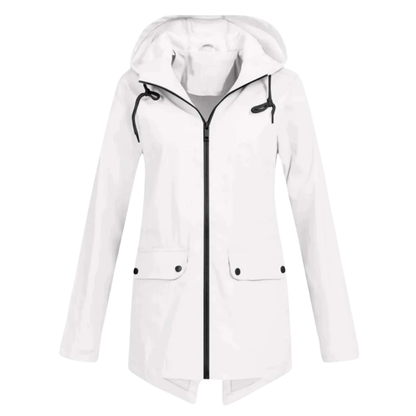 Women's Raincoat with Hood - Long Waterproof & Windproof - Lightweight