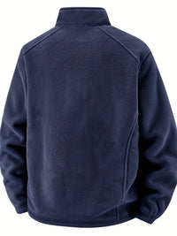 Men's Fleece Jacket - Plush Lined Sleeves & Collar - 3 Zip Pockets