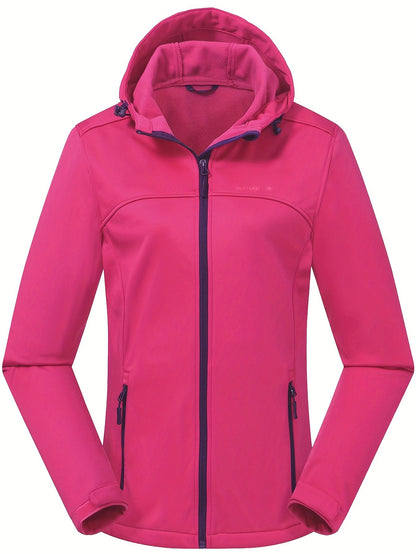 Women's Softshell Jacket - Fleece-Lined & Windproof - Adjustable Hood