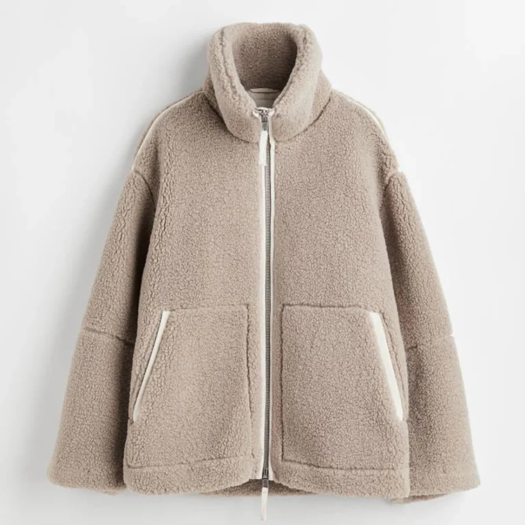 Women's Sherpa Jacket - Ultra-Soft Teddy Fleece - With Pockets