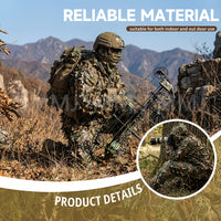 Ghillie Suit for Hunting - 6-Piece 3D Leafy Camo Set - Hood, Gloves & Bag