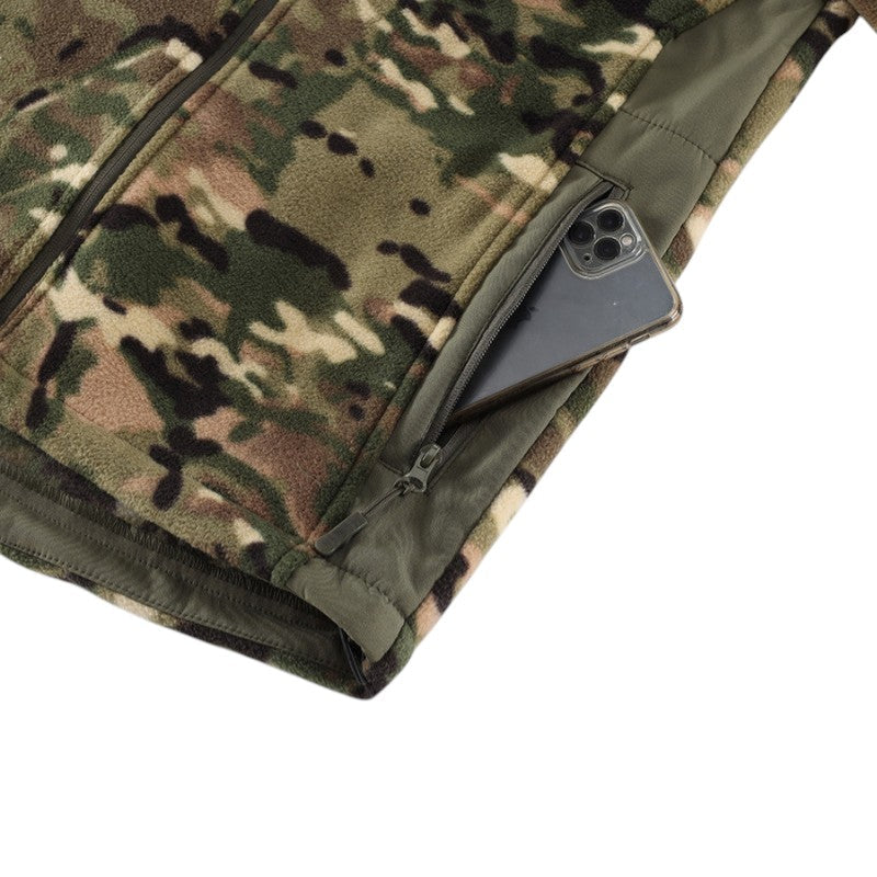 Men's Fleece Jacket - Hooded Tactical Softshell - Camo & Solid Colors