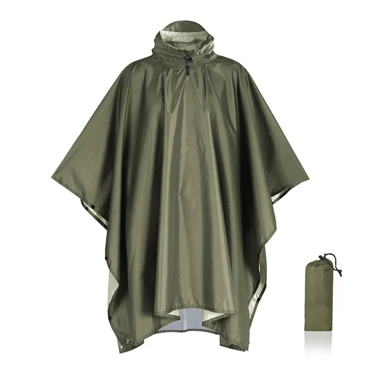 Rain Poncho with Hood - Waterproof 3-in-1 Poncho, Tarp & Sleeping Bag Cover - Packable
