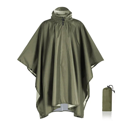 Rain Poncho with Hood - Waterproof 3-in-1 Poncho, Tarp & Sleeping Bag Cover - Packable