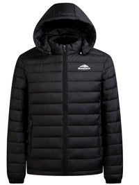 Men's Puffer Jacket - Warm Quilted & Windproof - Removable Hood