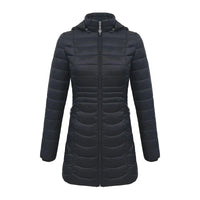 Women's Long Puffer Coat - Detachable Hood - Ultralight Quilted