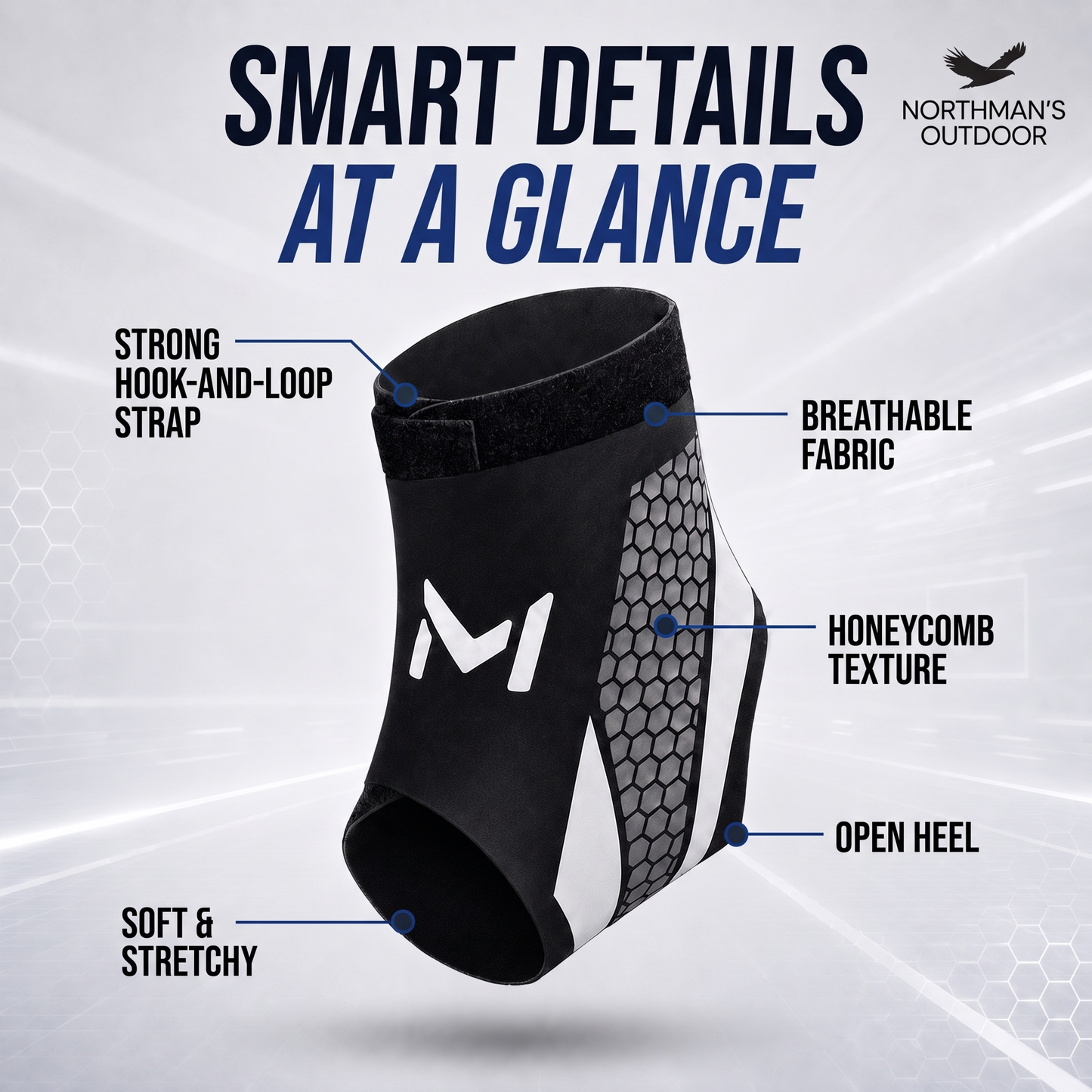 Ankle Brace - Adjustable Compression Ankle Support - Open Heel