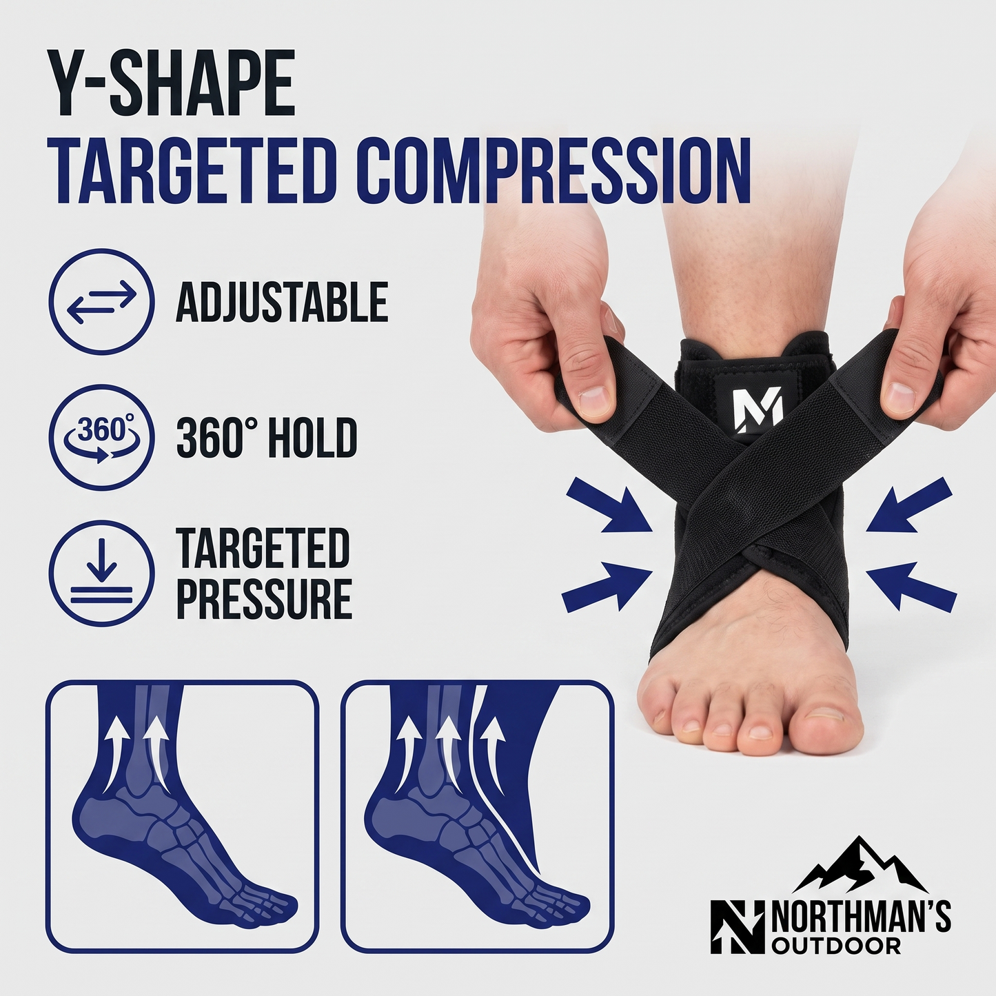Ankle Brace - Adjustable Compression Ankle Support - Open Heel