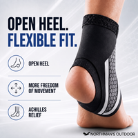 Ankle Brace - Adjustable Compression Ankle Support - Open Heel