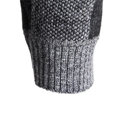 Men's Cardigan Sweater with Hood - Buffalo Plaid Knit - Warm Fleece Lining
