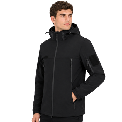 Men's Softshell Jacket - Removable Hood - Fleece Lined