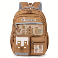 Kids Backpack - Capybara Print - Lightweight, 3 Compartments