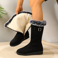 Women's Mid-Calf Winter Boots - Fur Collar - Waterproof