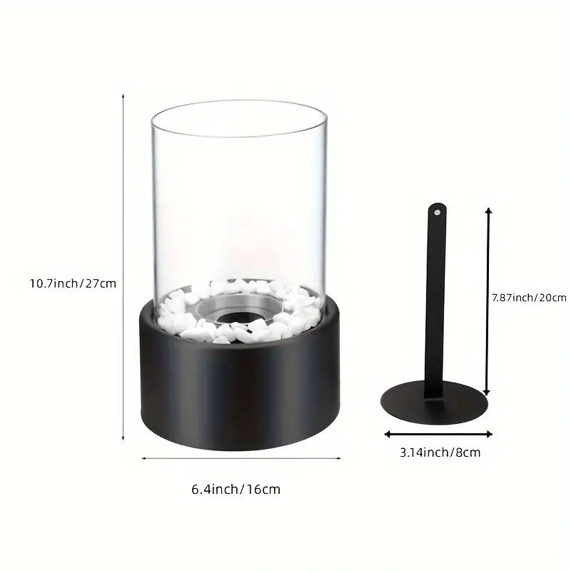 Round Table Top Fire Pit - Bio Ethanol Tabletop Fireplace - Indoor & Outdoor