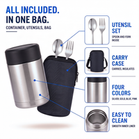 Food Thermos - Stainless Steel - with Utensils and Carry Bag