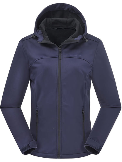 Women's Softshell Jacket - Fleece-Lined & Windproof - Adjustable Hood