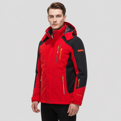 Men's Waterproof Rain Jacket - Windproof Shell - Removable Hood