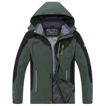Men's Waterproof Rain Jacket - Windproof Shell - Removable Hood