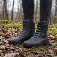 Women's Rain Boots - Waterproof Sneaker-Style Ankle Boots - Non-Slip Sole
