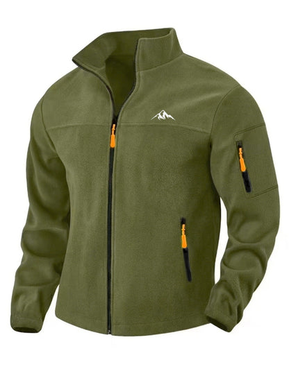 Fleecejacke Herren rostbraun mit Stehkragen und Reißverschluss