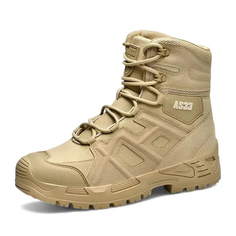 Men's Tactical Boots - Waterproof & High-Top Support - Slip-Resistant Sole