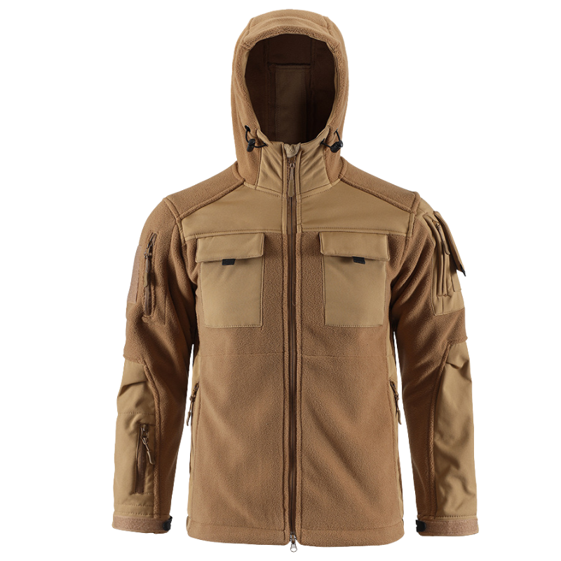 Men's Fleece Jacket - Hooded Tactical Softshell - Camo & Solid Colors