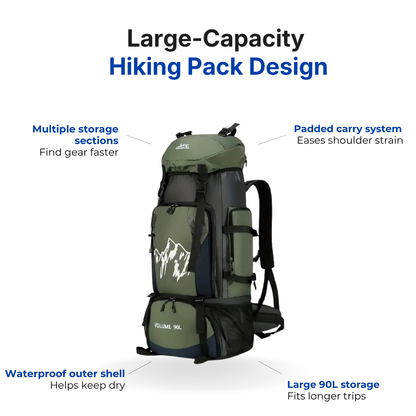 Waterproof Hiking Backpack – 90L Capacity – Adventure Ready