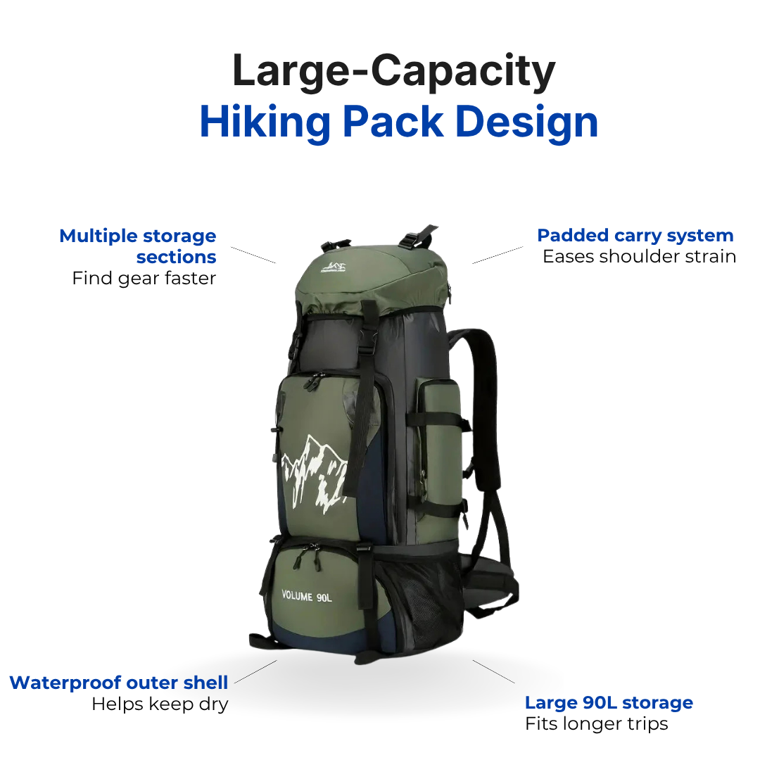 Waterproof Hiking Backpack – 90L Capacity – Adventure Ready – Northman's Outdoor