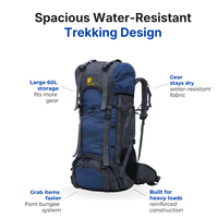 60L Hiking Backpack – Water-Resistant – Trekking