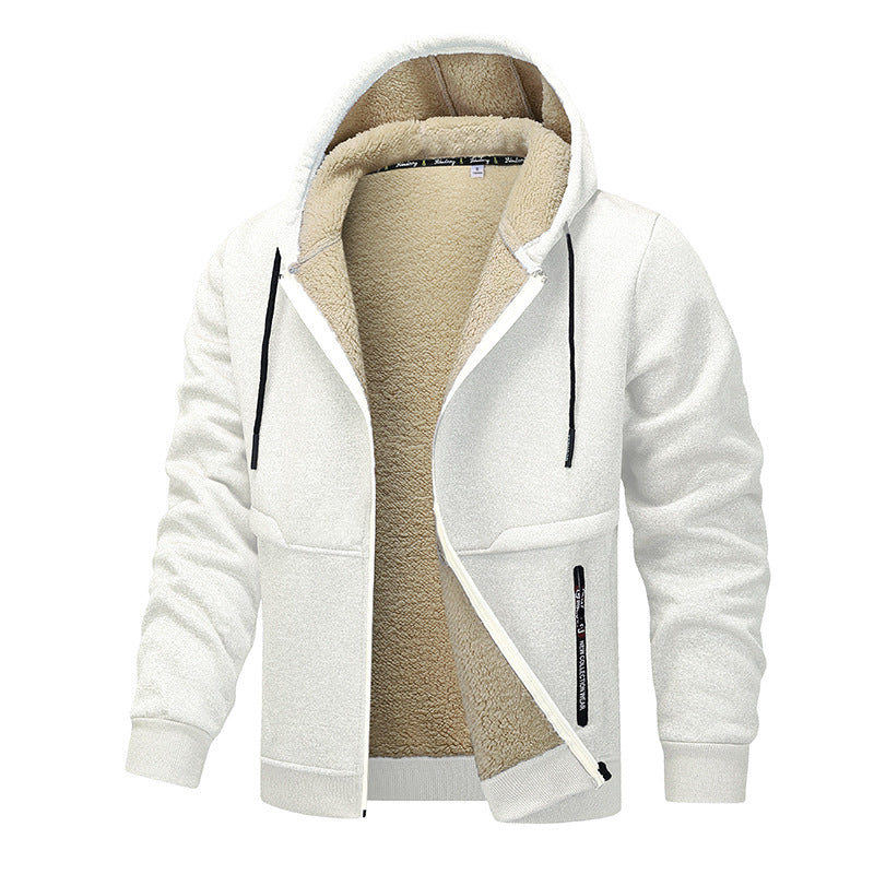 Kapuzenjacke Herren grau mit Sherpa-Futter und Zipper