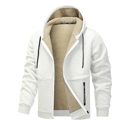 Kapuzenjacke Herren grau mit Sherpa-Futter und Zipper