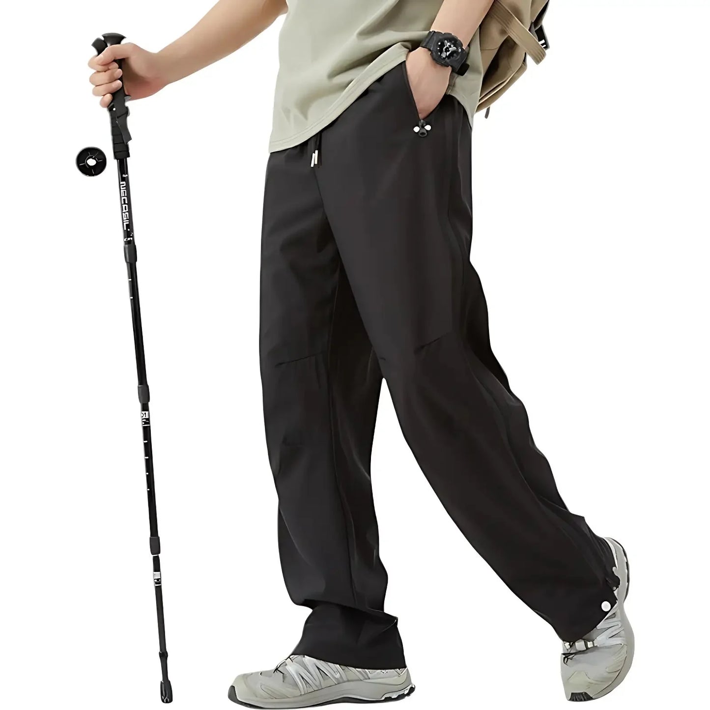 Rain Pants - Full-Length Side Zippers - Water-Repellent & Windproof