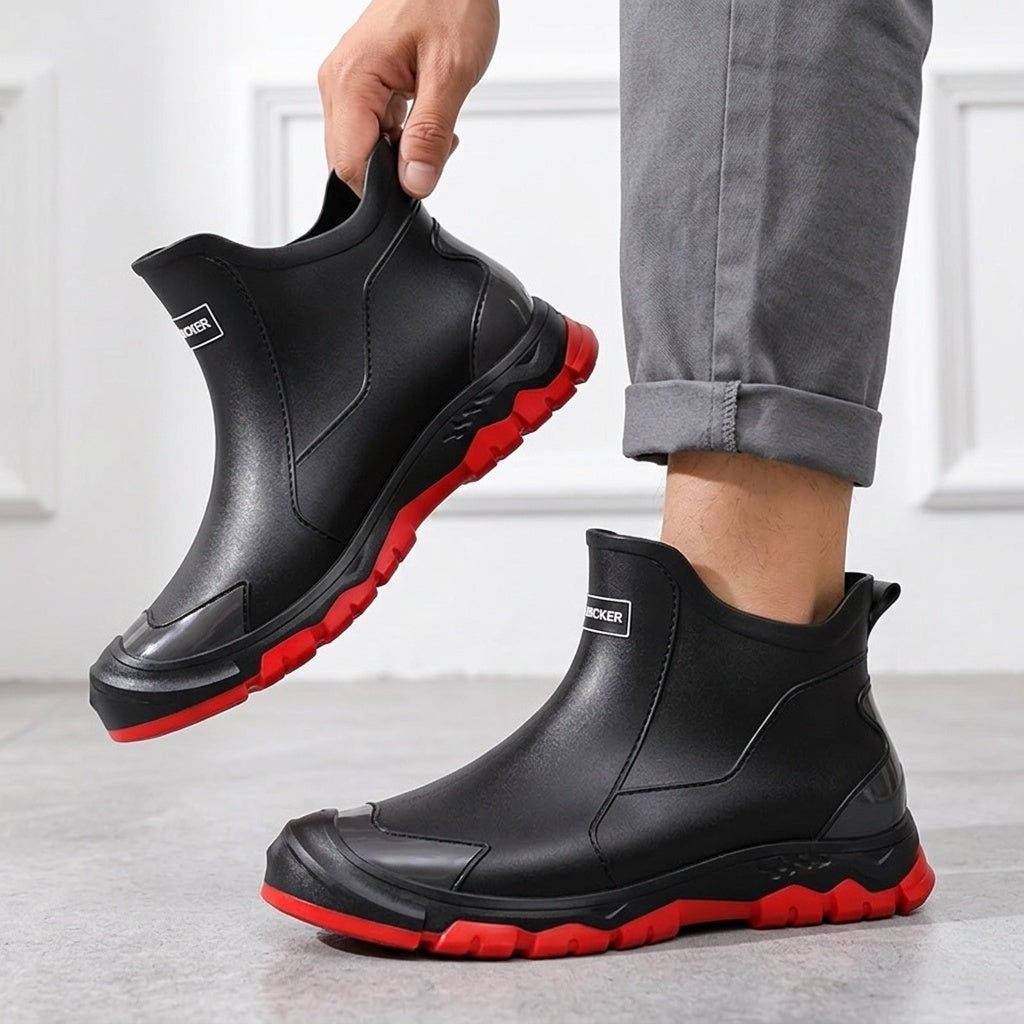 Ankle Rain Boots - Waterproof Slip-On Chelsea Boot - Non-Slip Lug Sole