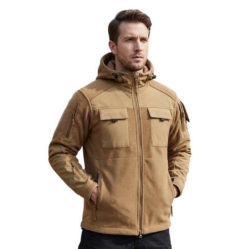 Men's Fleece Jacket - Hooded Tactical Softshell - Camo & Solid Colors