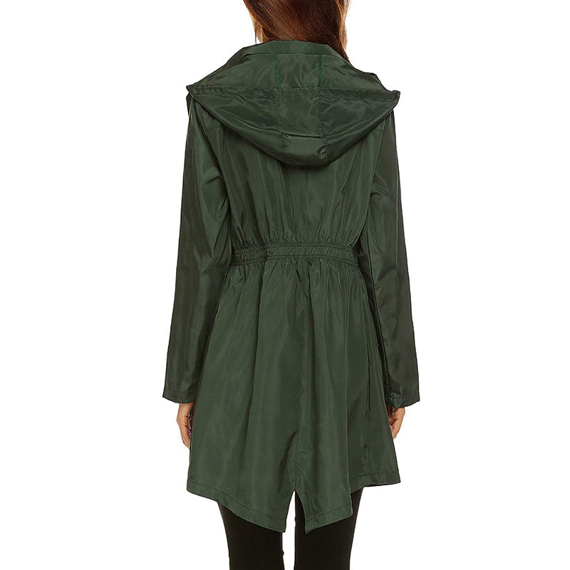 Women's Rain Jacket with Hood - Lightweight & Water-Repellent - Tailored Fit