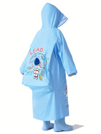 Kids Raincoat - Long Knee-Length Cut - Hood with Clear Visor