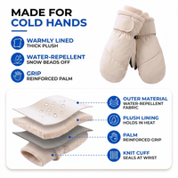 Ski Mittens - Women's Plush-Lined - Water-Repellent