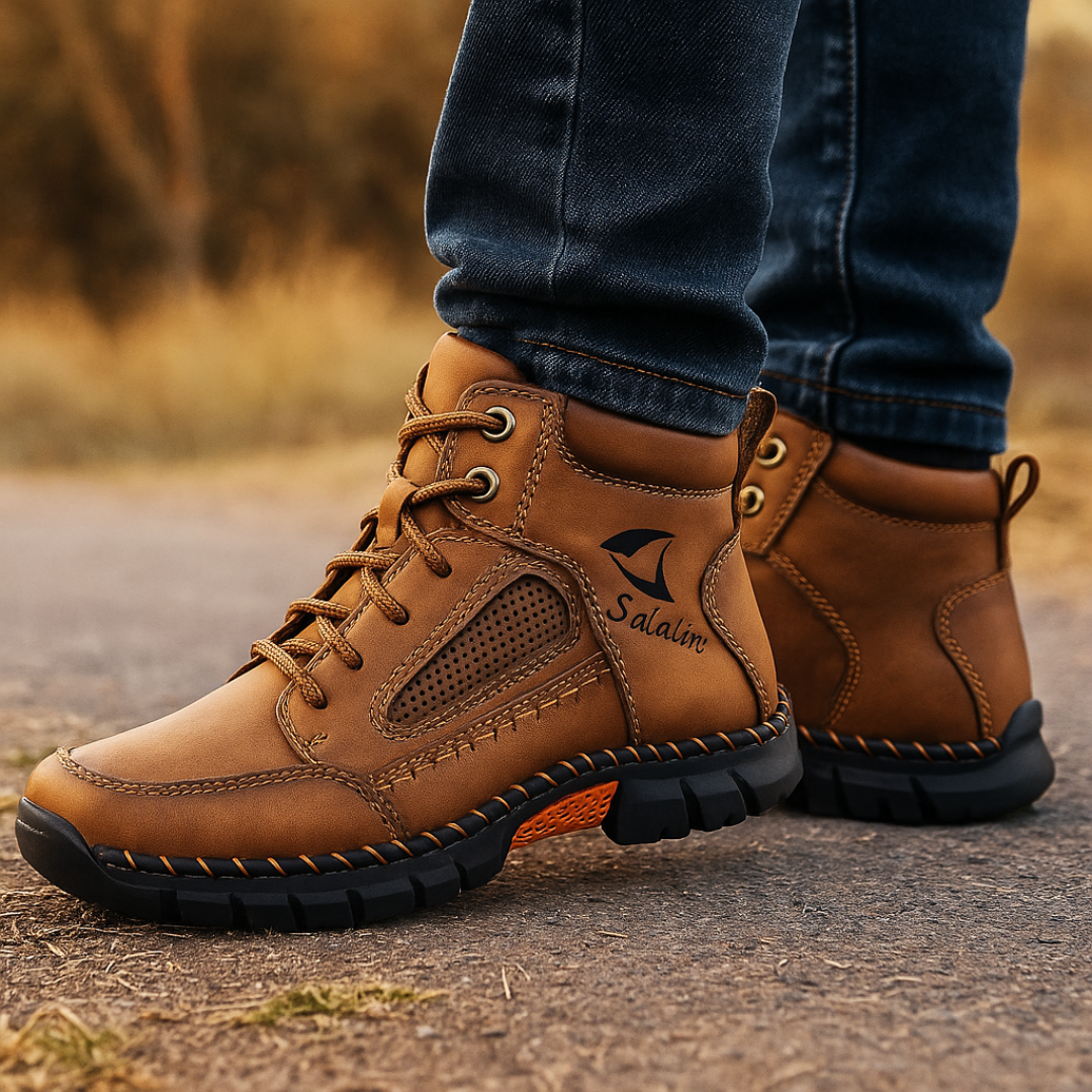 Men's Boots - Waterproof Vegan Leather - Rugged Non-Slip Sole