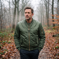 Bomber Jacket - Waterproof Quilted Flight Jacket - Men's Zip-Up