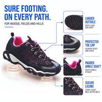 Women's Hiking Shoes - Lugged Sole - Suede & Mesh