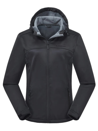 Women's Softshell Jacket - Fleece-Lined & Windproof - Adjustable Hood