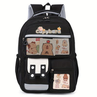 Kids Backpack - Capybara Print - Lightweight, 3 Compartments