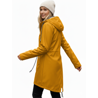 Women's Rain Coat with Hood - Long Waterproof Cut - Adjustable Waist