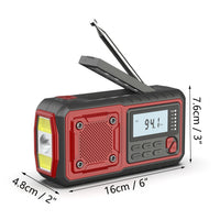 Emergency Wind Up Radio - Hand Crank & Solar - 5000mAh Power Bank & Torch