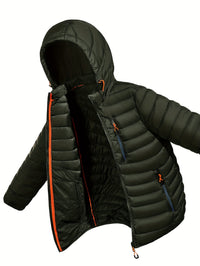 Men's Fall Jacket - Lightweight Quilted Design - Removable Hood