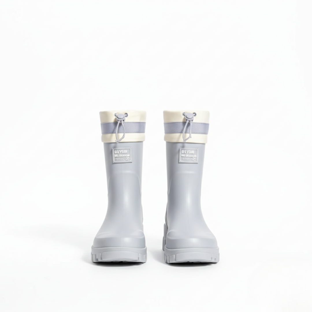 Women's Rain Boots - Waterproof Mid-Calf - Non-Slip Platform Sole