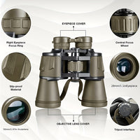 Hunting Binoculars 10x50 - Phone Adapter & Carry Case - Center Focus